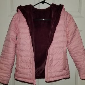 Abercrombie kids puffy faux fur girls jacket